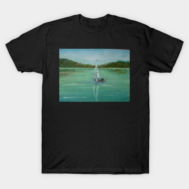 Yacht on the Bay T-Shirt by Beswickian